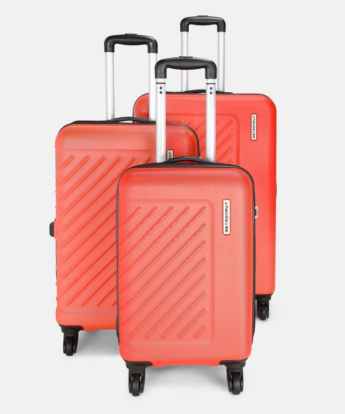 METRONAUT Hard Body Set of 3 Luggage 4 Wheels – TRACK- Scarlet Red- Combo Set (30″+26″+22″) – Red