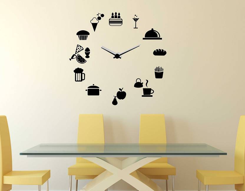 CEZZC 90 cm Food Clock Wall Stickers PVC Vinyl NonReusable