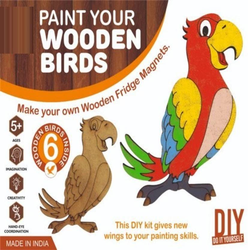 ARNIYAVALA PAINT YOUR OWN WOODEN FRIDGE-BIRDS -MULTICOLOR