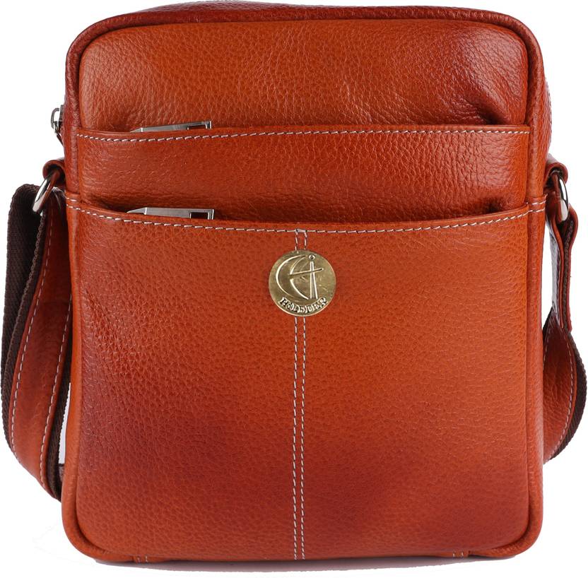Hileder Orange Men & Women Sling Bag - Medium Leather Orange Men and Women Sling Bag