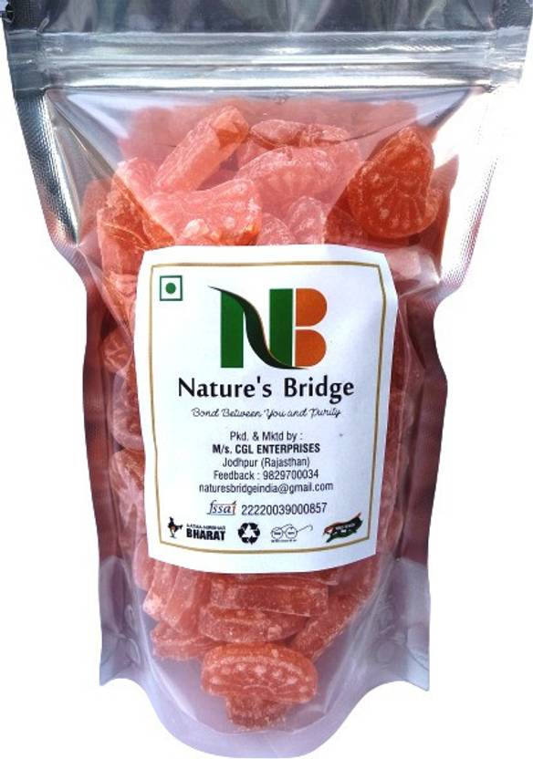 Nature's Bridge Orange Candy | Narangi Goli | Santra Goli (Khatti Meethi Goli) - 200 GM Orange Candy