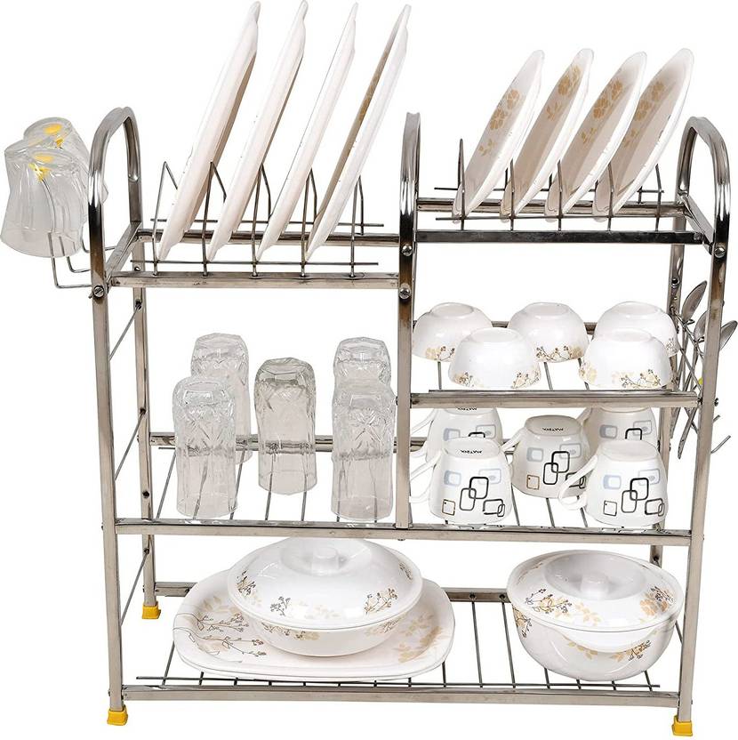 UNIFY Utensil Kitchen Rack Steel Stainless Steel 4 Shelf Wall Mount