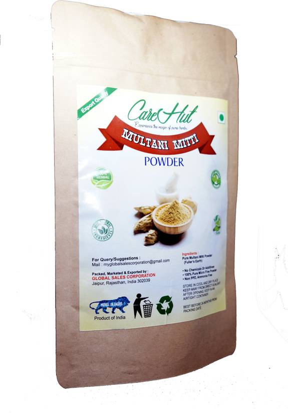 CareHut Multani Mitti 50 grams For Glowing Skin and Hair (Fuller’s Earth/Calcium Bentonite Clay) For Hair Pack / Multani Mitti for Face Pack Powder for Glowing Dry Skin - 100% Natural