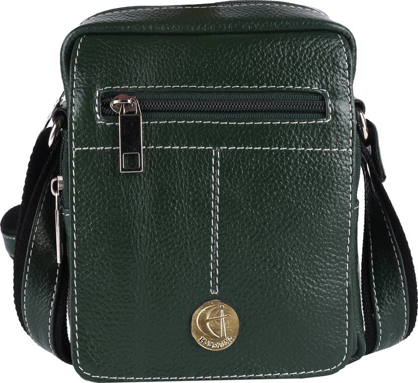 Hileder Green Men & Women Sling Bag - Medium 100% Pure Genuine Leather Messenger Shoulder Handbag