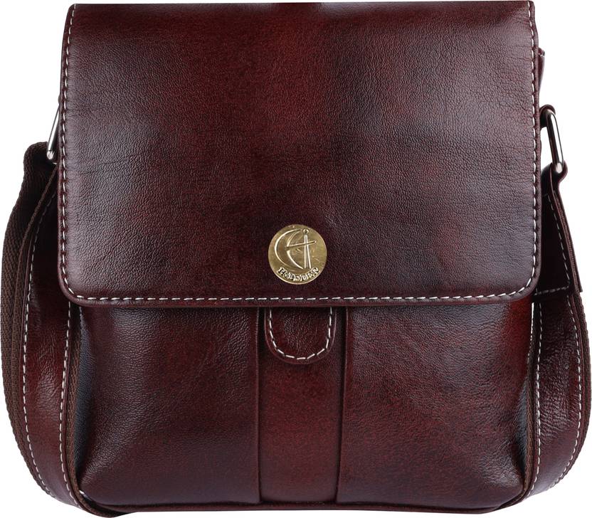 Hileder Brown Men & Women Sling Bag - Medium 100% Pure Genuine Leather Messenger Shoulder Handbag 7 inches Sling Cross Body Travel Office Tablet Flap D-Loop Compartment Bag for Men and Women, Brown