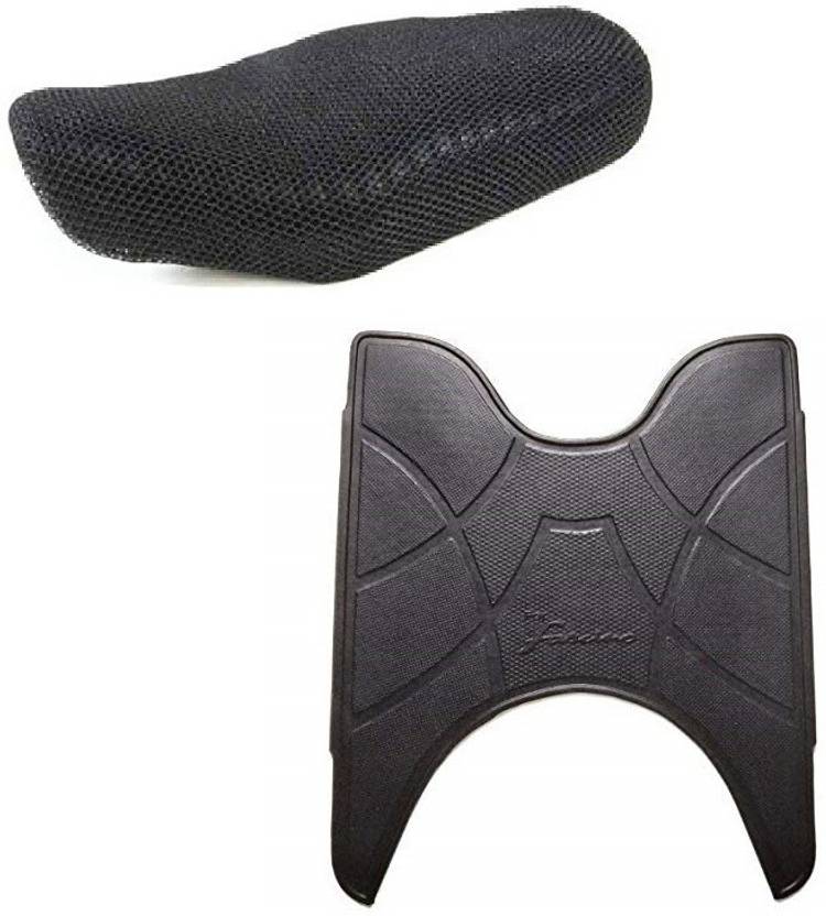 Zealsy Yamaha Fascino Scooty Foot Mat Black with jali Seat cover Yamaha