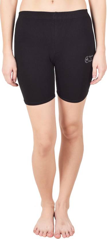 Attirezone Solid Women Black Gym Shorts