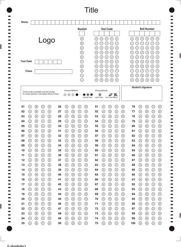 Flipkart.com | akanksha's OMR Sheet for Exam Answer Practice Blank A4 ...