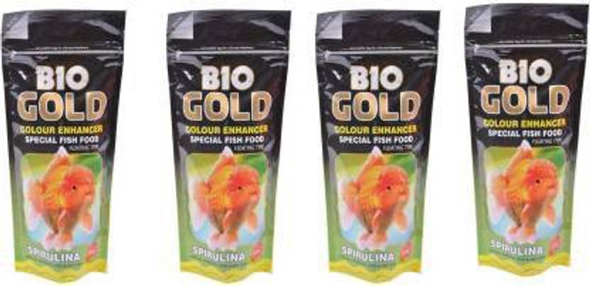 Aquax Pet Products Gold Colour Enhanser Special Food For Spirulina For All Tropical 0.4 kg (4x0.1 kg) Dry New Born, Adult, Young, Senior Fish Food