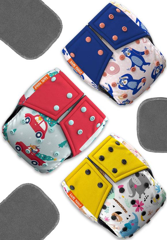 kids need Side Leak proof cloth diaper (3 diaper + 3 insert) reusable ...