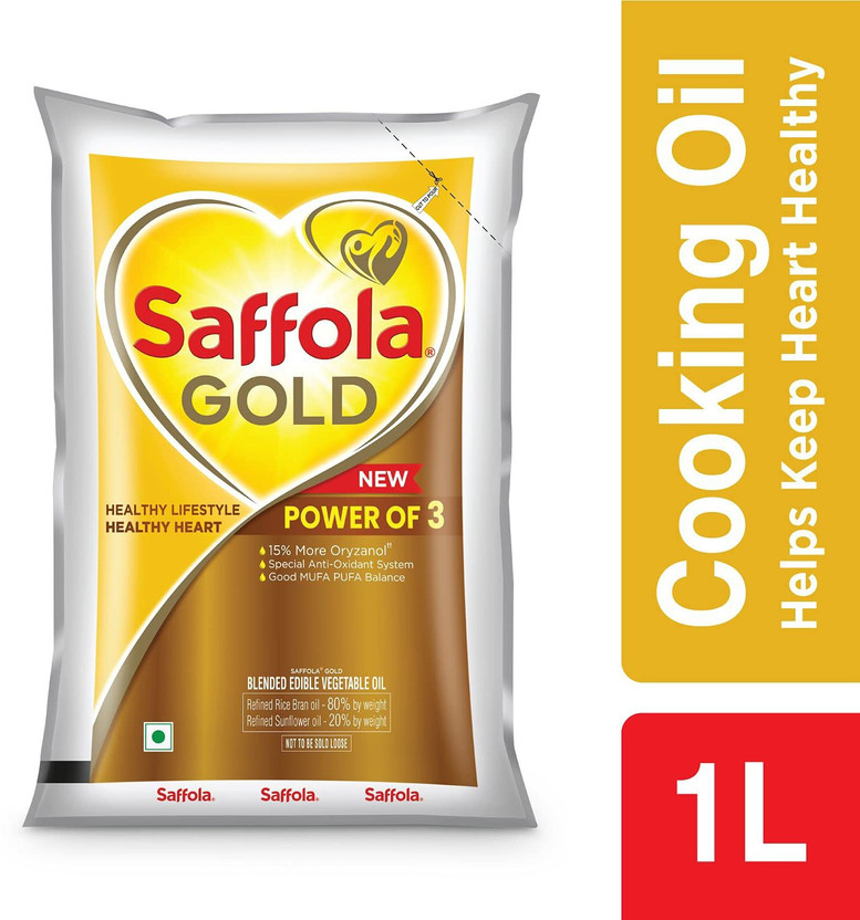 Saffola GOLD REFINED OIL 1000ML PACK OF 1 Rice Bran Oil