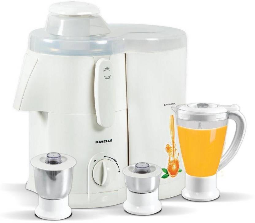 HAVELLS Endura 500 W Juicer Mixer Grinder (3 Jars, White) Price in