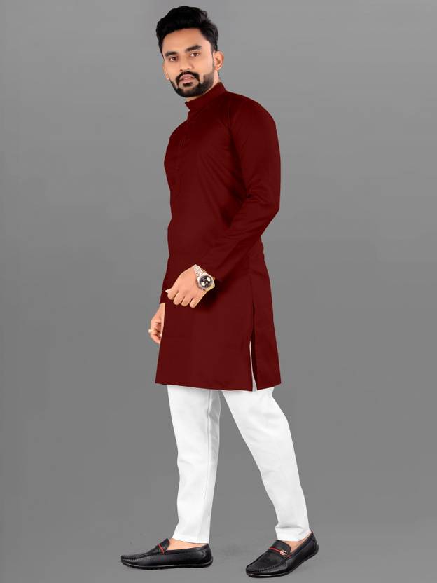 Men Cotton Blend Kurta Pyjama Set