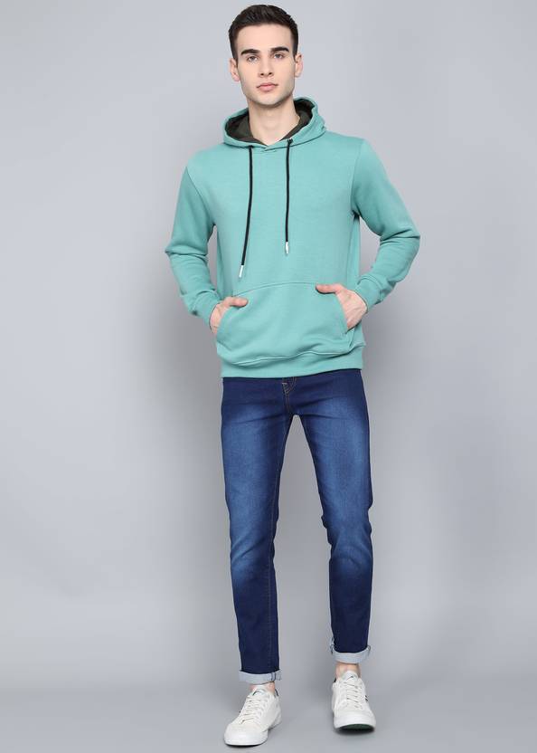 Men Full Sleeve Solid Hooded Sweatshirt