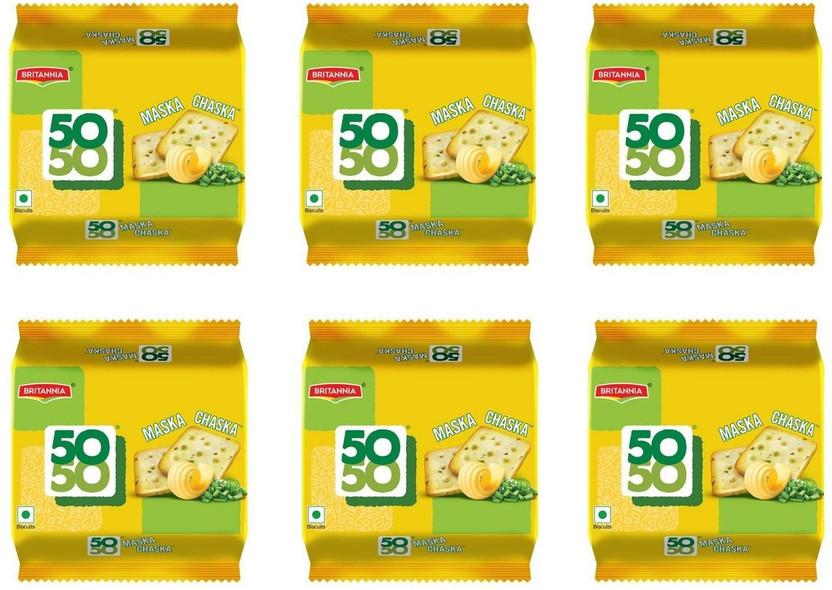 BRITANNIA 50-50 Maska Chaska Salted Biscuit (120 g)-6pcs Bakery