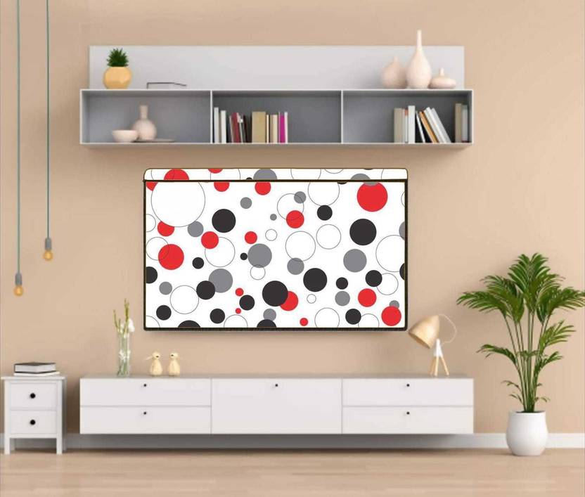 Acoma 32 Inch Led TV Cover Waterproof with Transparent Polyethene Layer for 32 inch Led TV Cover for Thomson, KODAK, Sony, Samsang, Mi Led TV Cover - LED-32-Red-BLK-Wt-Circle-P1