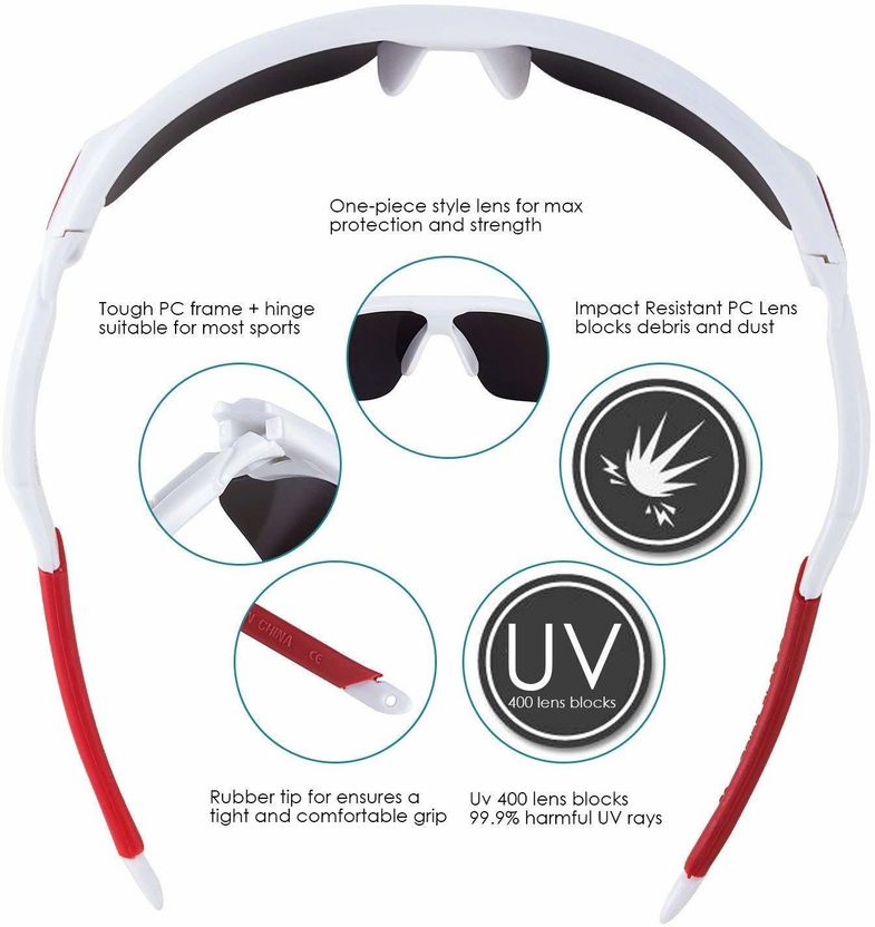 Torres White & Red Sports Sunglasses - Image 5