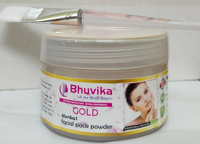 bhuvika Gold Herbal Facial Pack Powder with Free Brush