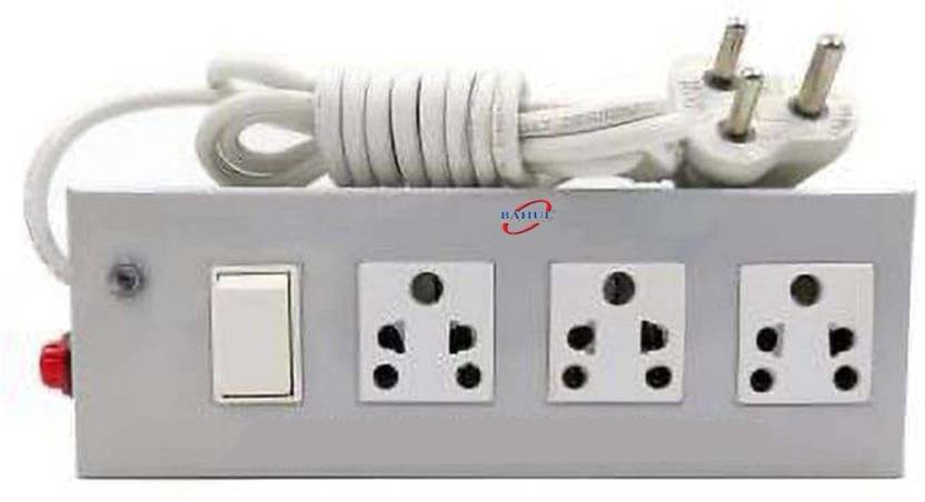 BAHUL Latest power strip 4 meter Long wire 3 Socket Extension Boards