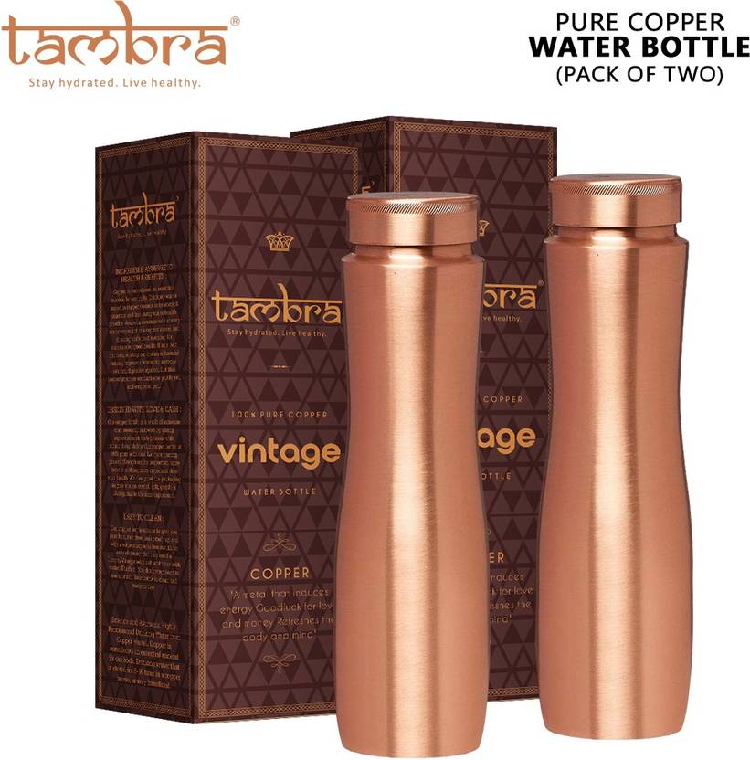 Tambra Pure Copper Jointless Vintage Apsara Plain Pack of 2 1900 ml
