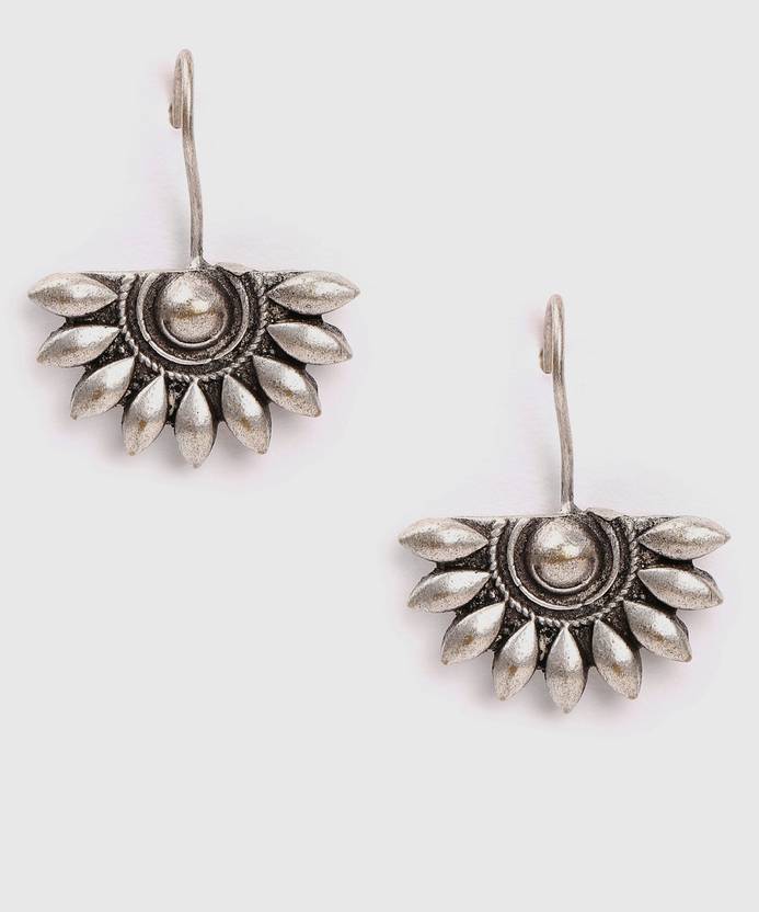 SOHI Crescent Shaped Silver-Plated Drop Earrings Brass Drops & Danglers