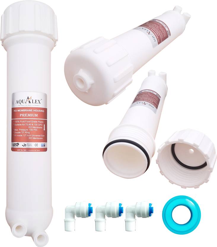 AQUALEX Pokar RO, RO Membrane Housing Virgin Food Grade Double O Ring with 3pcs Elbow, Taflon Tape Sui...