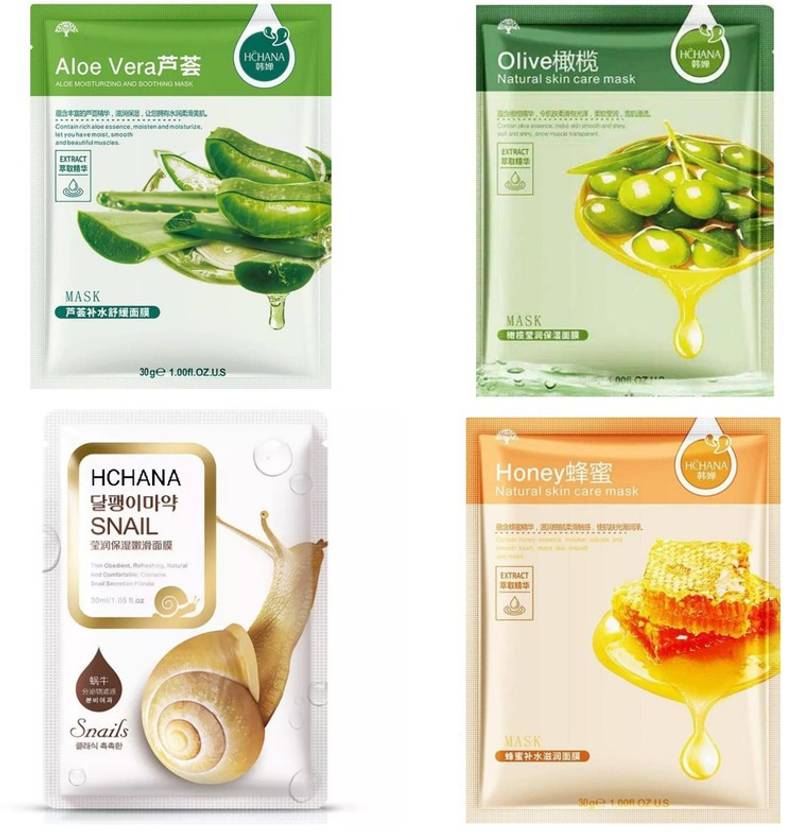 Hchana Skin Polishing SNAIL FACE MASK SHEET WITH PACK OF 3(A,O,H) Price in India, Buy Hchana