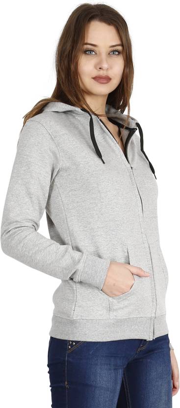 Women Full Sleeve Solid Hooded Sweatshirt