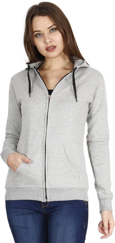 Women Full Sleeve Solid Hooded Sweatshirt
