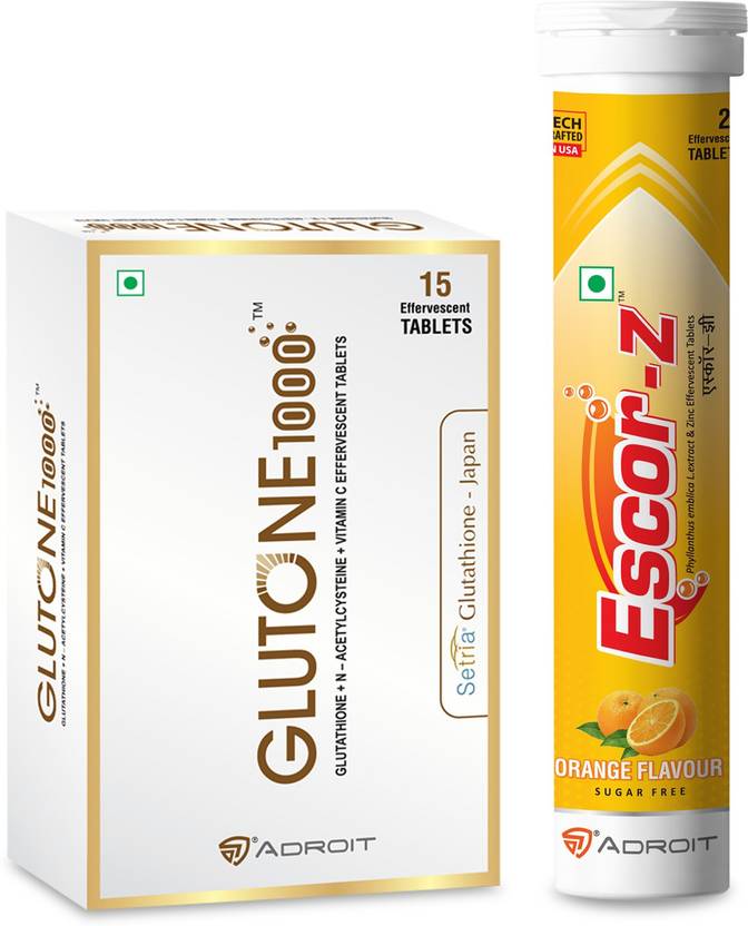 Glutone 1000 Effervescent 15 Tablets and EscorZ Effervescent Orange
