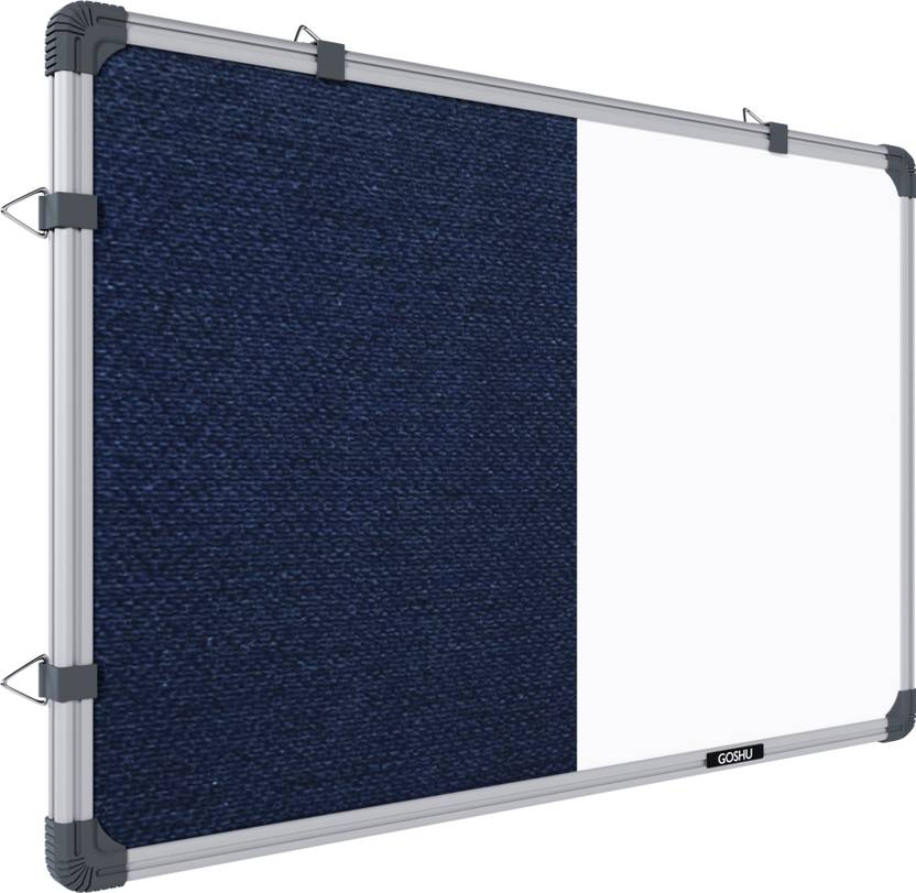 goshu combination 2 feet x3 board non magnetic white blue pin up notice board home office school heavy duty aluminum frame white