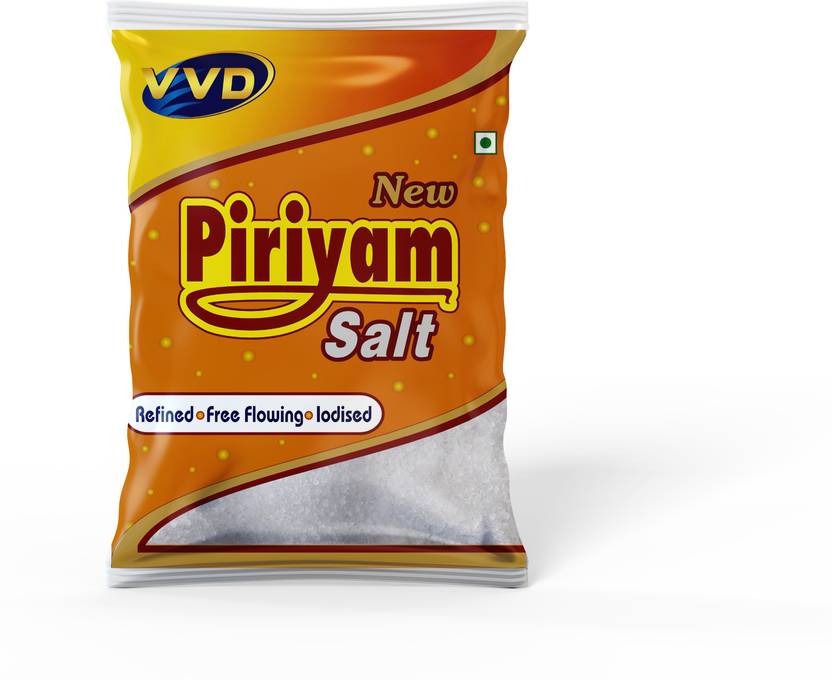 VVD New Piriyam Salt 1 KG Pouch Refined, Free flowing, Iodised salt