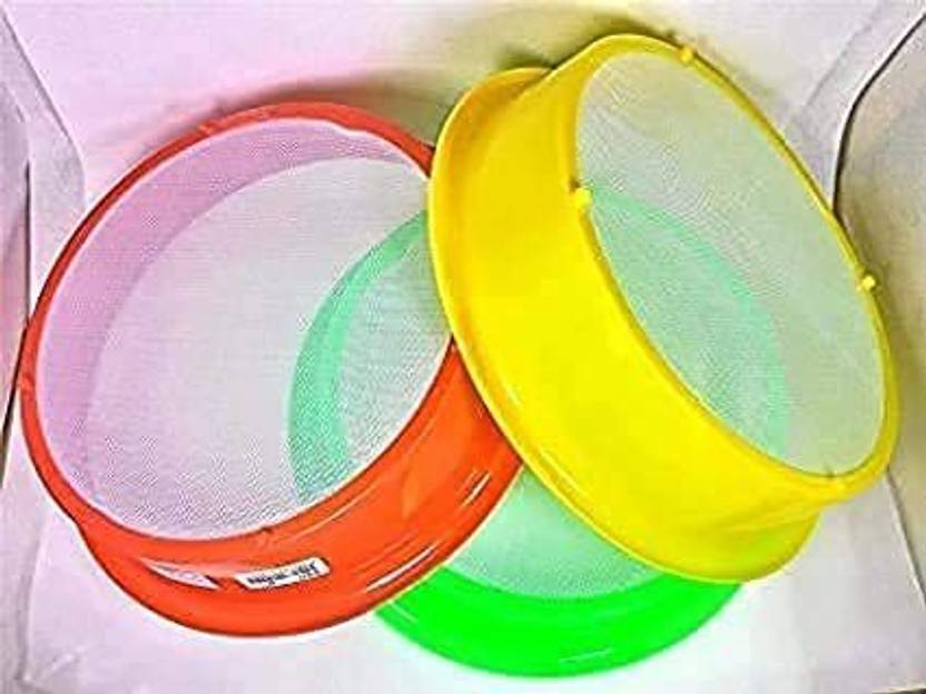 SM Exports Plastic Flour Strainer Aata Chalni Small Atta CHALNI Sieves (Set of 3 Piece) Strainer