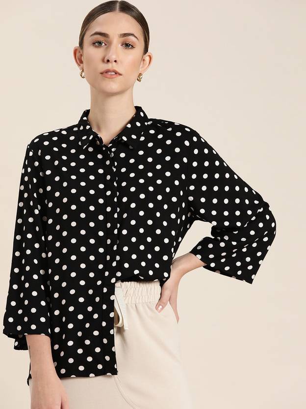 her by invictus Women Regular Fit Printed Spread Collar Casual Shirt