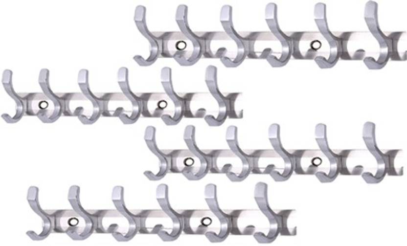 URIM Premium Stainless Steel 6 Pin Cloth Hanger (Pack of 4) Wall Mounted Door Hanger Price in