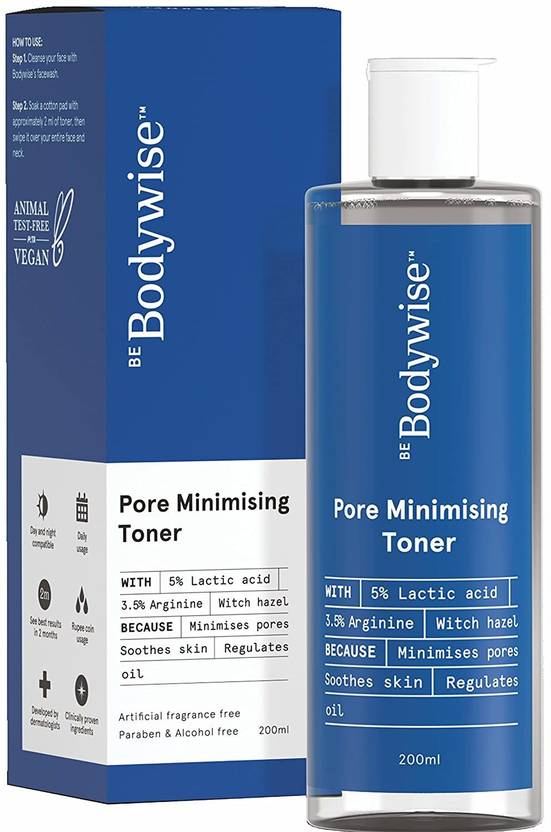 Bodywise 5 Lactic Acid Pore Tightening Toner for Open Pores Arginine