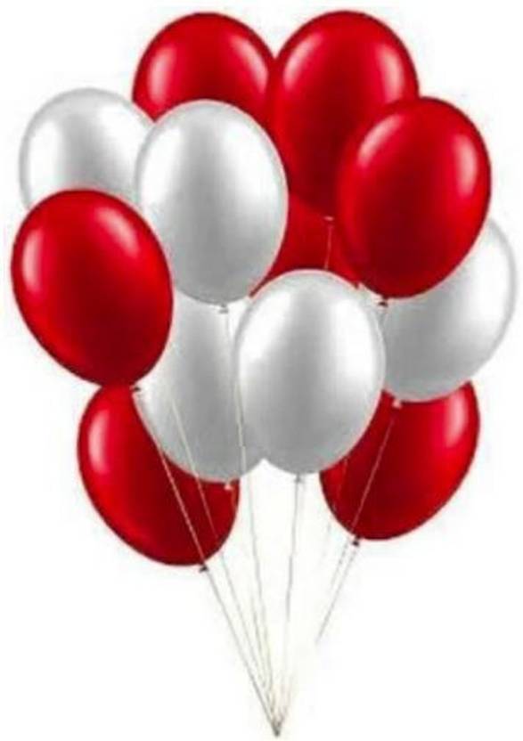 Blisskart Solid Pack of 50) (Red + White) Metallic Balloons for Birthday Decoration / Anniversary Party ecoration Balloon