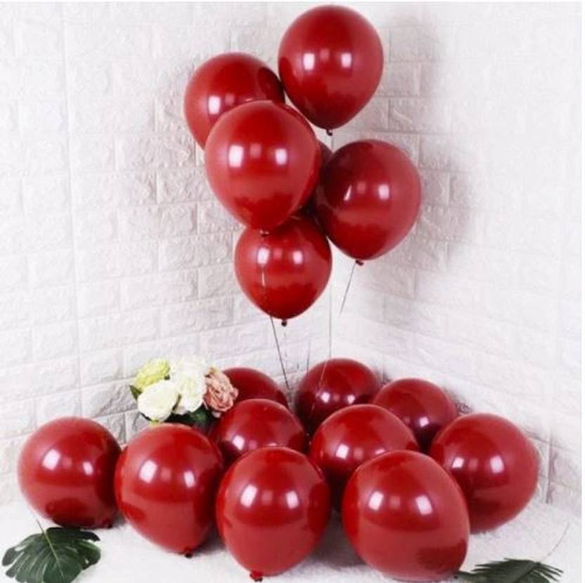 Blisskart Solid Pack of 100 Red Metallic Balloons for Birthday Decoration / Anniversary Party Decoration, Balloon