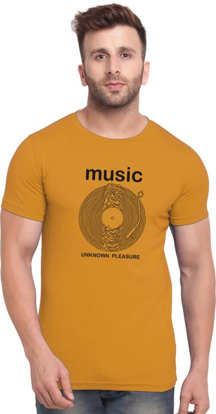 Bullmer Men Printed Round Neck Cotton Blend Yellow T-Shirt