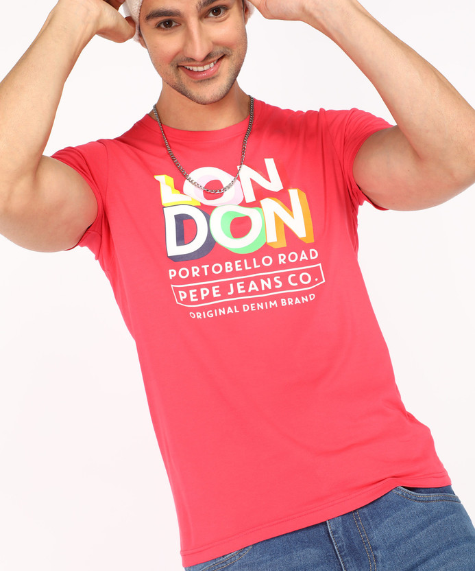 Pepe Jeans Printed Men Round Neck Pink 