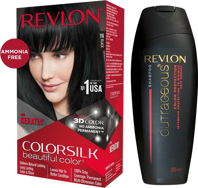 Revlon Color Silk Keratin with Outrageous Shampoo , 1N Black Price in