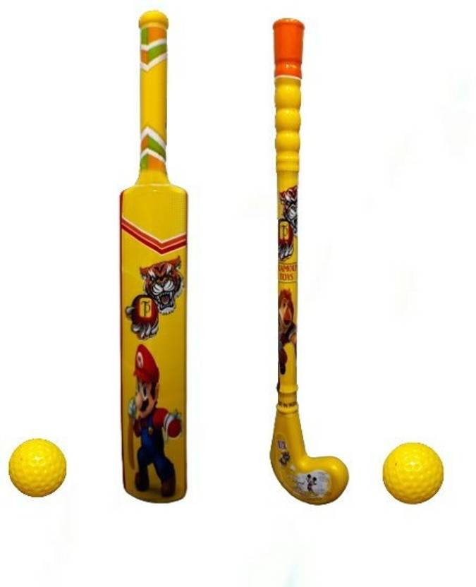 Q8 Twinkle Indoor & Outdoor Sports Toys Hockey Bat & Cricket Bat with 2