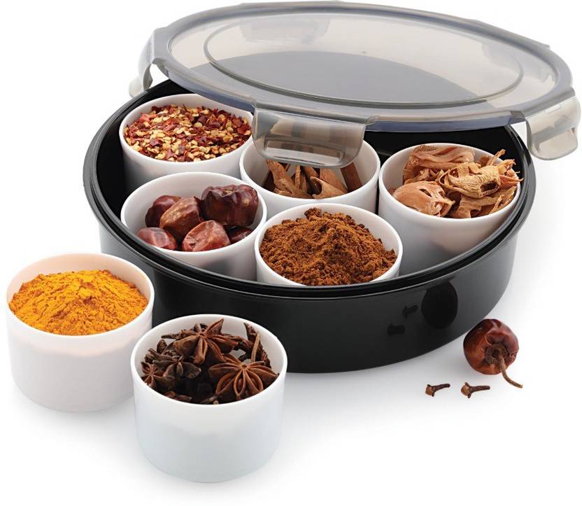 Flipkart SmartBuy Masala Box, Lock and Seal Spice Containers (7 in 1) 125ml each, Masala Jar