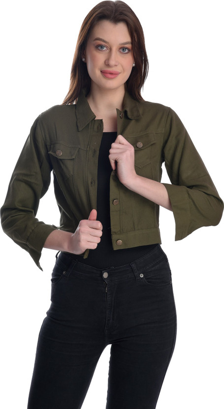 Sleeve Solid Women Denim Jacket 