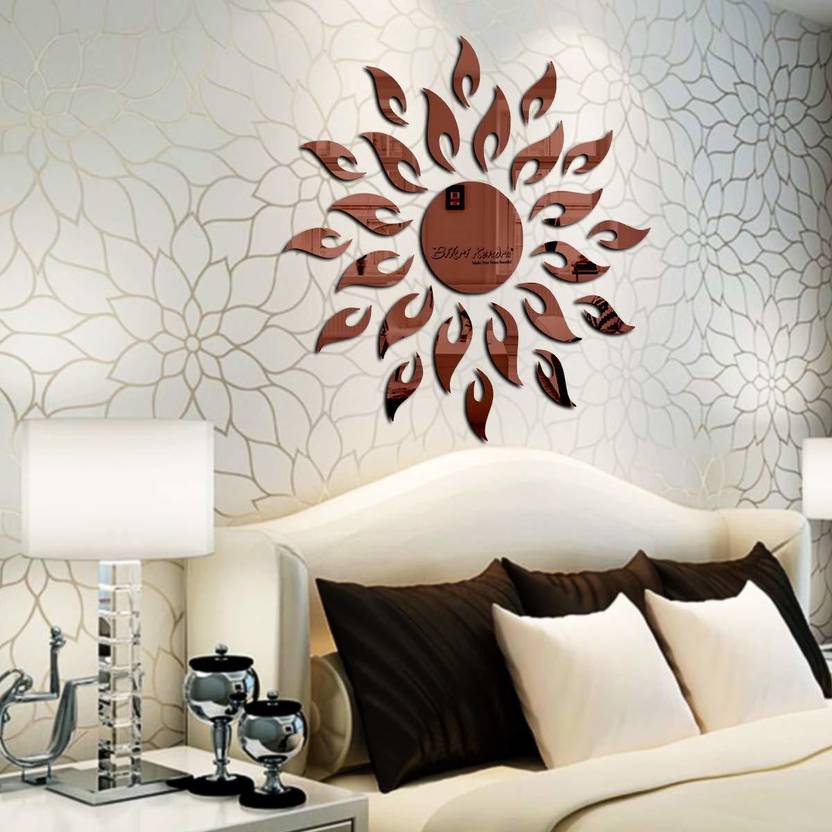 Bikri Kendra 45 cm Sun brown 3d acrylic mirror wall stickers Self
