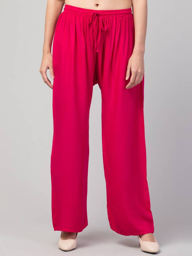 FamBee Women Relaxed Pink Viscose Rayon Trousers