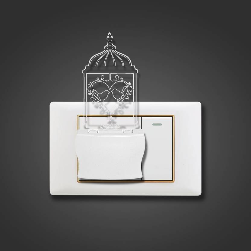 Yami 3D Beautiful Love Bird In Cage With Heart Wall Decoration Design 3D Illusion Night Lamp