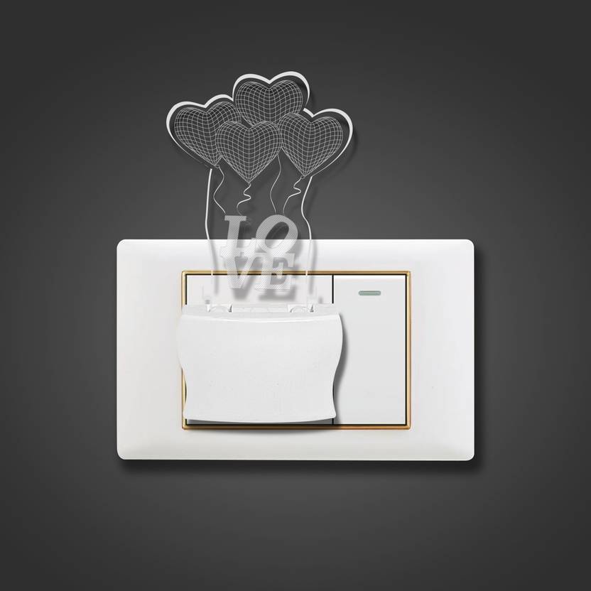 Yami 3D Creative Heart Bloon With Love Taxt Art Beautiful Design 3D Illusion Night Lamp