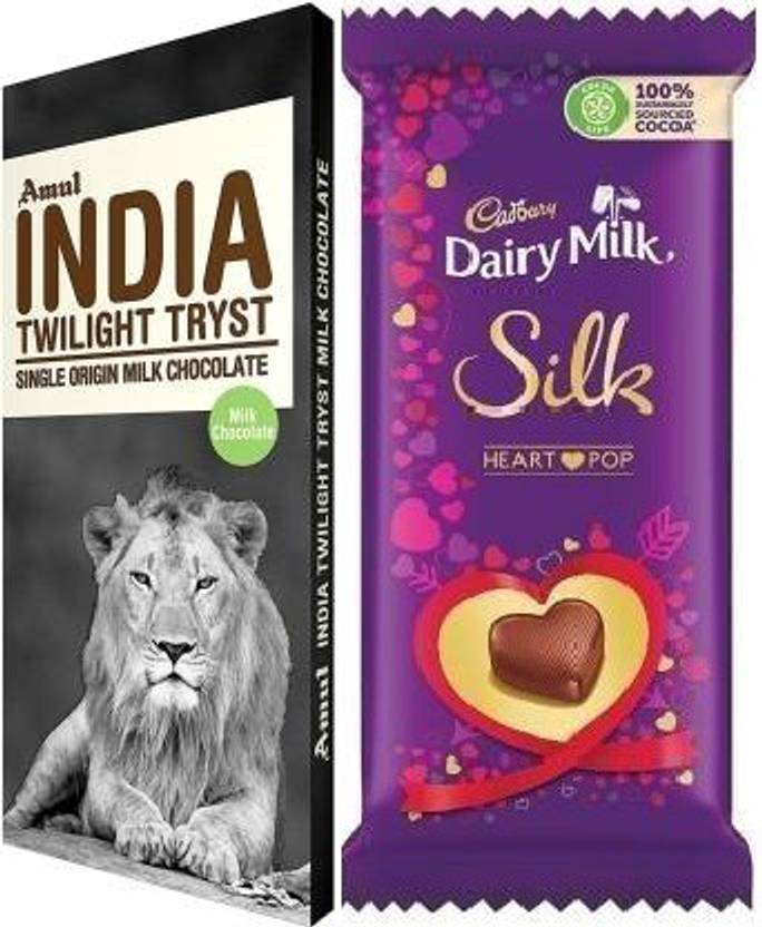 Amul ORIGIN MILK CHOCOLATE 125G &DAIRY MILK SILK HEART BLUSH 150G, 275