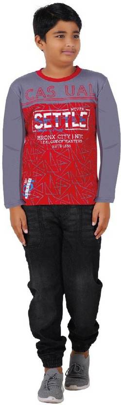 CHECKERSBAY Boys Printed Cotton Blend Regular T Shirt